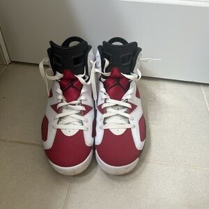 Jordan Red and White High-Top Sneakers